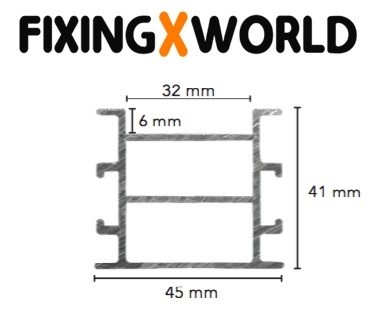 RELO K blank Aluminium - Unterkonstruktion 2000 x 45 x 41mm Alu blank